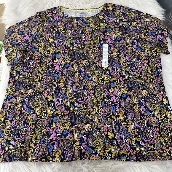 Croft and Barrow NWT womens The Classic Tee 3X short sleeve crew damask - Picture 1 of 12